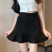 ราคา S 4XL ขนาดใหญ่ กระโปรงหางปลาผู้หญิงสูงเอวสีดำ กระโปรงสั้นทรงเอสะโพกทรงแคบ (22957736085)