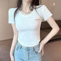 ราคา อุปกรณ์เสริมโรแมนติก เสื้อยืดคอกลม แขนสั้น ผ้าฝ้ายแท้ แบบบาง ทรงสลิมฟิต รูปตัวยู สําหรับผู้หญิง (25876460357)