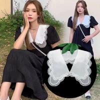 ราคา แฟชั่นโรแมนติก ปกเสื้อเชิ้ต ผ้าฝ้ายแท้ ปักลายลูกไม้ DIY สําหรับผู้หญิง (24269631620)