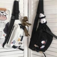 ราคา Japanese Harajuku ins crossbody chest bag women s Korean style ulzzang student versatile cycling canvas waist bag (26600257447)