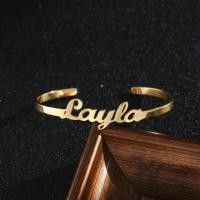 ราคา Custom Name Cuff Bangle Bracelet Women Wristband Gold Color Nameplate Open Bangle Christmas Gift (24978813684)