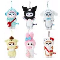 ราคา Kawaii Shark Cat Sanrio Plush Toy Kuromi Hello Kitty Melody Cinnamoroll Plush Cute Keychain (24828815868)