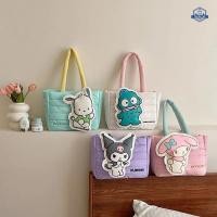 ราคา 2024 New Original Sanrio Tote Bag Fashion Cartoon Kuromi Melody Down Fabric Handbag Large Capacity Shoulder Bag Shopping (28150231263)