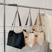 ราคา Lovito Casual Plain Basic Shoulder Tote Bag for Women LFA06036 Brown Blue Black Lovito Tas Tote Bahu Basic Polos Kasua (27100248121)