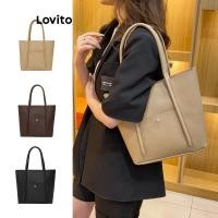 ราคา Lovito Casual Plain Basic Pocket Shoulder Tote Bag for Women LFA08029 Khaki Black Lovito Tas Jinjing Bahu Saku Basic P (25880906197)