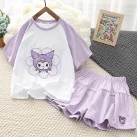 ราคา สาว Sanrio Kuromi ฤดูร ้ อนแขนสั ้ นเสื ้ อยืดกางเกงขาสั ้ นชุดเด ็ กผู ้ หญิงนักเรียนชั ้ นประถมศึกษาชุดสองชิ ้ นฤดูร ้ อนน ่ ารักการ ์ ตูนสไตล ์ บาง 5 15 (28800023057)