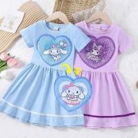 ราคา สาว Sanrio Kuromi ผ ้ าฝ ้ ายแท ้ เปลี ่ ยนสีชุดเลื ่ อมฤดูร ้ อน Kuromi เด ็ กสาวเสื ้ อผ ้ าเด ็ กการ ์ ตูนแฟชั ่ นกระโปรงแขนสั ้ น 5 15 (24780763207)