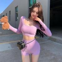 ราคา Miss Dai ชุดกีฬา เสื้อคอกลม แขนยาว กางเกงขาสั้น เอวสูง เข้ากับทุกการแต่งกาย สไตล์เซ็กซี่ สองชิ้น (19180213275)