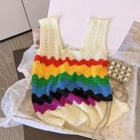 ราคา เสื้อสายเดี่ยว ผ้าถัก ฉลุลาย สีรุ้ง แฟชั่นฤดูร้อน สําหรับผู้หญิง (25374148445)