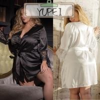 ราคา Yupei สุภาพสตรีเสื ้ อคลุมอาบน ้ ําชุดนอนแขนยาวลูกไม ้ ชุดกิโมโน (29250621797)