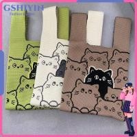 ราคา Shiyin Knot Wrist Bag กระเป ๋ าถือถักถักความจุสูง แฟชั ่ น Handmade Cat Tote Bag Girls (27200547197)