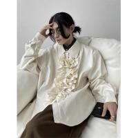 ราคา High end ฤดูใบไม ้ ผลิฤดูใบไม ้ ร ่ วง Placket Niche เสื ้ อแขนยาวผู ้ ชาย Unisex สไตล ์ หรูหราออกแบบ Retro เสื ้ อ Lotus Leaf BJGT (29450619994)