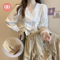 ราคา พร้อมส่ง 3377 เสื้อแขนยาว คอวี จั๊มปลายแขน น่ารักมาก (23569568486)