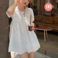 ราคา น่ารักมากก 5166 เสื้อแขนสั้นสีขาวแต่งระบาย ลายลูกไม้ (23169571027)