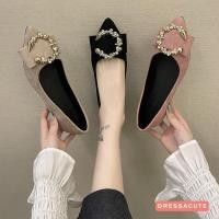 ราคา พร้อมส่ง 1818 รองเท้าคัชชูหัวแหลมส้นแบน แต่งอะไหล่สีทอง (23641910972)