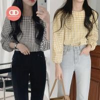 ราคา น่ารักมาก 680 เสื้อเชิ้ตลายสก๊อตแขนยาว คอกลม แฟชั่นผู้หญิง ใส่ทำงาน (27750276692)