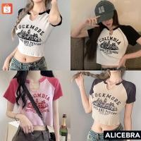 ราคา ? ? ? ? ? ? ? ? เสื้อครอปแขนสั้น ลายวินเทจ แหวกอก (23412370561)
