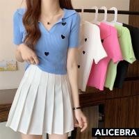 ราคา ? ? ? ? ? ? ? ? เสื้อแขนสั้นคอปก แหวกอก ผ้าร่อง ลายรูปหัวใจ (18836547866)