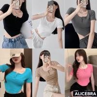 ราคา ? ? ? ? ? ? ? ? เสื้อครอป แขนสั้น แต่งกระดุมหน้า เซ็กซี่นิดๆ (23604678017)