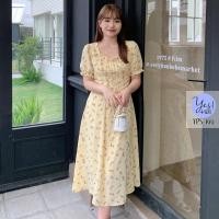 ราคา ชุดเดรสยาวสาวอวบ อก 38 50 นิ้ว เดรสชีฟองเหลืองอ่อน ลายดอกไม้ ผูกเชือกด้านหน้า YPS 199 (21083323850)