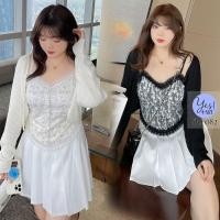 ราคา เสื้อสายเดี่ยวลูกไม้สาวอวบ อก 35 54 นิ้ว ลูกไม้ขอบแต่งระบาย สม็อคยืดด้านหลัง มีฟองน้ำ สีดำ สีขาว YPS 082 (17058329602)