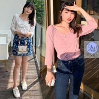 ราคา เสื้อยืดแขนยาวสาวอวบ อก 36 50 ผ้าร่องเนื้อนุ่ม ยืดเยอะ แต่งกลางอกมุก ขาว ชมพู YPS 147 (16792729795)