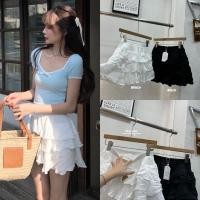 ราคา Lady jeans 901 K กระโปรง ครัวซองค์ ระบาย3 ชั้น มี2 สีขาว สีดำ (27250087804)