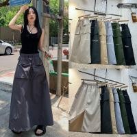 ราคา Lady jeans 053 กระโปรงยาว ผ้าคาร์โก้ เชือกผูกหน้า มีกระเป๋าซิป 2 ข้าง (25755710689)