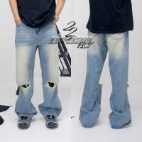 ราคา KR934 HermesJeans กางเกงยีนส์เกาหลีทรงBaggyเฟดขาวตรงกลางดีเทลขาดตรงหน้าแข้งให้ดูสตรีทฮิพแบรนด์22thOctoberr (18181319515)