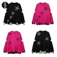 ราคา KR1150 Idol Star Sweater เสื้อสเวตเตอร์เกาหลีแนวสตาร์ขึ้นเวทีแสดงโครตเฟี้ยวมีสองสีชมพู ดำ ดีเทลแน่นๆ มีโซ่ตรงแขน (25106424280)