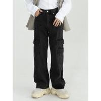 ราคา กางเกงยีนส์ทรงกระบอก double pocket jeans กางเกงยีนส์มินิมอล (23336471906)