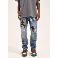 ราคา กางเกงยีนส์ทรงกระบอก multi cross patch jeans (22754517145)