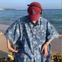 ราคา เสื้อเชิ้ตผู้ชาย flower jean shirt ผ้ายีนส์ ลายดอก (25324723840)