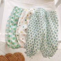 ราคา กางเกงขายาวเด็ก เเบบลาย เหมาะสำหรับใส่กันยุง กางเกงระบายทรงสวย (20665558283)