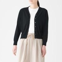 ราคา เสื้อไหมพรมผู้หญิง เสื้อคลุมกันลมกันแดด MUJI Organic cotton lecture UV cut crew neck cardigan 16364300347 (16364300347)