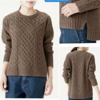 ราคา เสื้อไหมพรมผู้หญิง เสื้อไหมพรมญี่ปุ่น MUJI YAK WOOL MIX ARAN COZY CABLE KNIT SWEATER 15381990829 (15381990829)