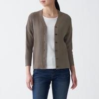 ราคา เสื้อไหมพรมผู้หญิง เสื้อคลุมกันลมกันแดด MUJI UV cut cotton silk V neck cardigan 11995115175 (11995115175)