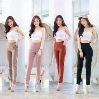 ราคา กางเกงเอวสูงขายาว ผ้าฮานาโกะ P S PS06 กางเกงสาวอวบ S XXL 15441165390 (15441165390)