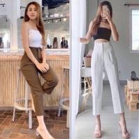 ราคา กางเกงผ้าไอวี่ กางเกงทรงบอย งานป้าย Kukkik พร้อมส่ง รุ่น ตะขอจีบหน้า 17661994740 (17661994740)
