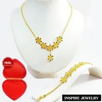 ราคา Inspire Jewelry NN ชุดเซ็ท สร้อยคอทองลงยา สร้อยข้อมือทองลงยา รูปดอกไม้ หุ้มทองแท้ 100 พร้อมกล่องกำมะหยี่ครบเซ็ทหรู (668163320)