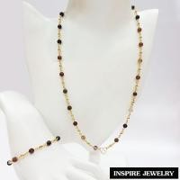 ราคา Inspire Jewelry NN สร้อยคอ สร้อยข้อมือ หินโกเมน หินเกล็ดมังกร สร้อยคอ ขนาด 24 นิ้ว ตัวเรือน24K พร้อมกล่องทอง (21187526262)