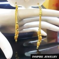 ราคา Inspire Jewelry ต่างหูห้อยระย้า ตอกลายสวยงาม size 7 5cm gold plated ตามภาพ งานแบบร้านทอง งานดี ปราณีต (2266061687)