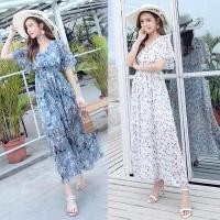 ราคา Afnv ชุดเดรสกระโปรงยาว ผ้าชีฟอง แขนทรัมเป็ต พิมพ์ลาย สไตล์เกาหลี โบฮีเมียน สําหรับสตรี 2019 พร้อมส่ง (25174952553)