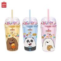 ราคา MINISO แก้วน้ำพร้อมหลอด แก้วน้ำทรงสูง We Bare Bears Collection (16797280660)
