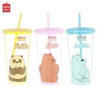 ราคา MINISO แก้วน้ำพร้อมหลอด แก้วน้ำทรงสูง We Bare Bears Collection (18479210284)