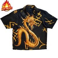 ราคา เสื้อฮาวาย ลายมังกรทอง พื้นสีดำ (25267627252)