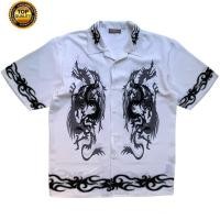 ราคา เสื้อฮาวาย ลายกราฟิกมังกรดำ พื้นสีขาว (24867019547)