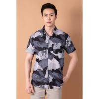 ราคา เสื้อฮาวายแขนสั้น เสื้อเชิ้ตทรงฮาวาย เสื้อเชิ้ต สีเทา ดำ พร้อมส่ง ไม่มีกระเป๋า (25179166907)