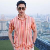 ราคา เสื้อฮาวายแขนสั้น เสื้อเชิ้ต สีส้มพาสเทล พร้อมส่ง ไม่มีกระเป๋า (25179162500)