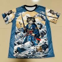 ราคา เสื้อยืดลายแมวซามูไรคลื่นทะเล สไตล์ญี่ปุ่น (24271652521)
